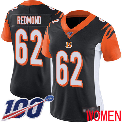 Cincinnati Bengals Limited Black Women Alex Redmond Home Jersey NFL Footballl 62 100th Season Vapor Untouchable